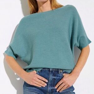 EUC The Reset Essential Pullover 100% wool light teal green sweater